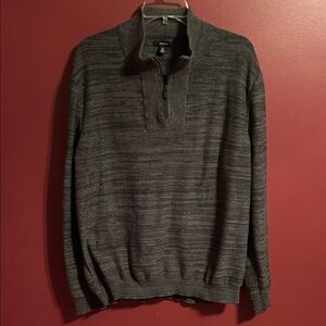 Alfani Heather Charcoal Gray 1/4 Zip-Up Pullover Sweater